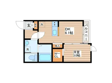 LUCENTE(1DK/2階)の間取り写真