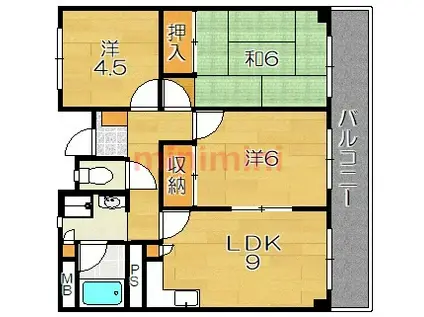 稲葉奏風館(3LDK/4階)の間取り写真