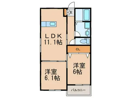 FLEUR RIZIERE 緑ヶ丘(2LDK/3階)の間取り写真