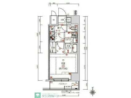 クオリタス両国(1K/6階)の間取り写真