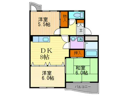 カーサOBATA(3DK/3階)の間取り写真