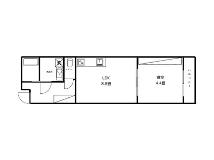 ドットファースト(1LDK/2階)の間取り写真