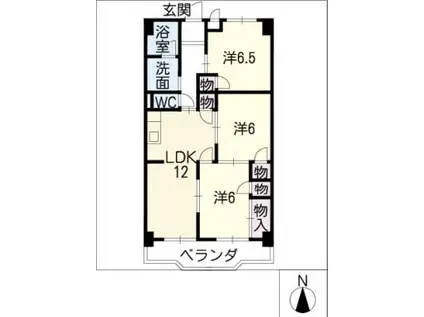 グリーン高瀬木(3LDK/5階)の間取り写真