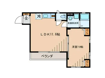 M・Nマンション(1LDK/1階)の間取り写真