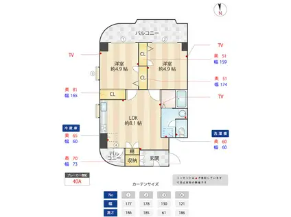 ニューガイアリルーム南葛西 NO.65(2LDK/10階)の間取り写真