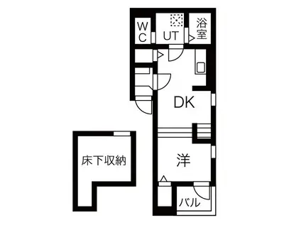CUBE(1DK/1階)の間取り写真