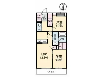 プランドミール(2LDK/3階)の間取り写真