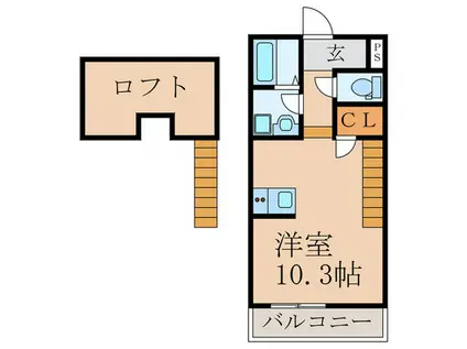 MARBLE(ワンルーム/1階)の間取り写真