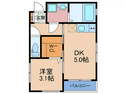 池田市豊島北PJ(1DK/1階)の間取り写真