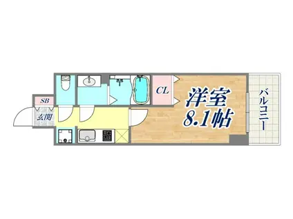 ワコーレヴィータ須磨海浜公園(1K/2階)の間取り写真