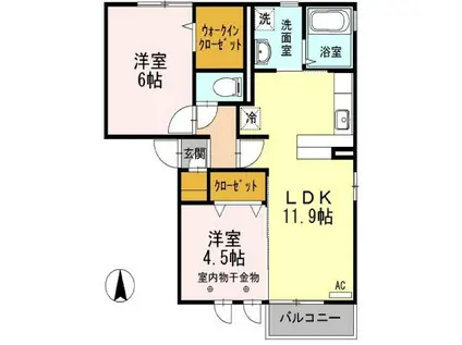 FLAT CIMA(2LDK/1階)の間取り写真