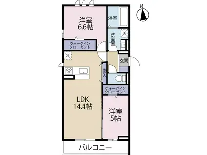 セレスティア福光西 イースト(2LDK/1階)の間取り写真