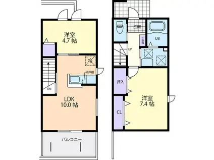 グランデール・フレ B(2LDK/1階)の間取り写真