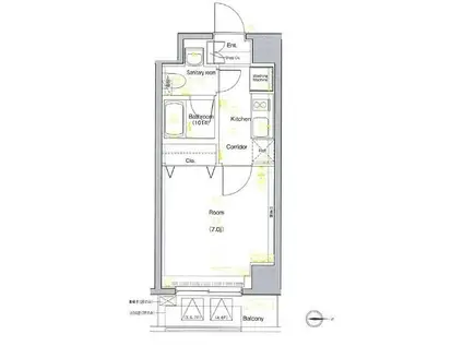 クレイシア世田谷赤堤(1K/3階)の間取り写真