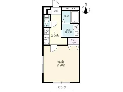 アムールKOYU(1K/2階)の間取り写真