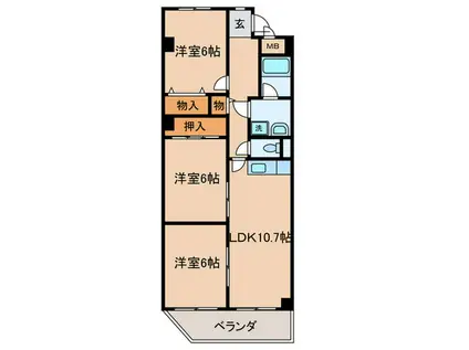 エクセル旭(3LDK/2階)の間取り写真