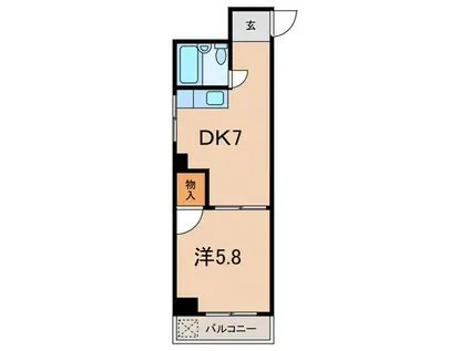 ヒューマンハイツ(1DK/4階)の間取り写真