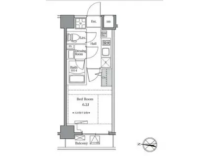 ブルロック東品川(1K/3階)の間取り写真