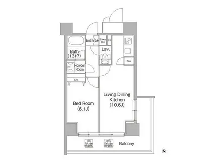 コンフォリア白金高輪(1LDK/12階)の間取り写真