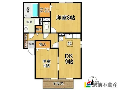 クローバーハイツ杉塚B棟(2LDK/2階)の間取り写真