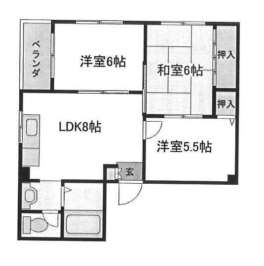 ドムール帝塚山南(3LDK/4階)の間取り写真
