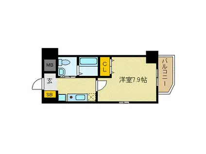 エスリード北浜(1K/7階)の間取り写真