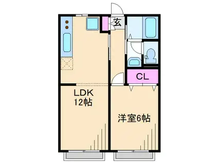 EXCEL HILL(1LDK/2階)の間取り写真
