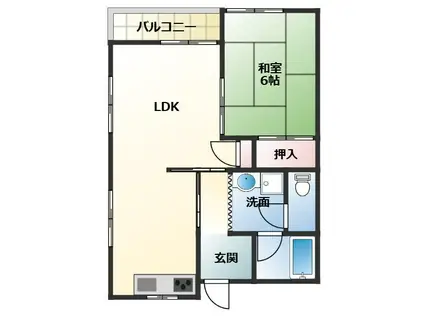 ハイツきたじま(1LDK/2階)の間取り写真