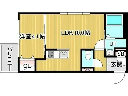 ビナーリオ旭山公園通(1LDK/4階)の間取り写真
