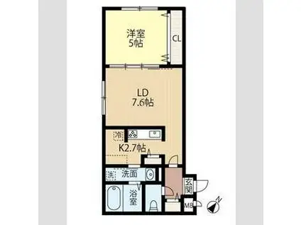 モク チトセ(1LDK/2階)の間取り写真
