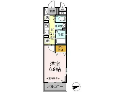 レジデンス鎌倉(1K/3階)の間取り写真