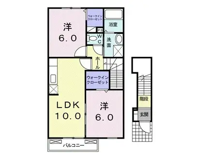 ザ・スイーツB棟(2LDK/2階)の間取り写真