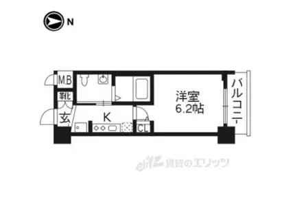 近鉄京都線 東寺駅 徒歩4分 7階建 築13年(1K/4階)の間取り写真