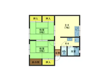 シティーハイムMIRAI(2DK/1階)の間取り写真