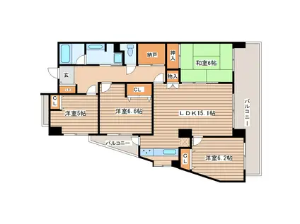 コープ野村長町南プレシオ(3LDK/5階)の間取り写真