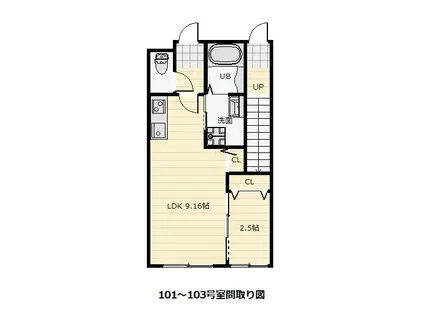 LEAF TERRACE TAKAGI(1LDK/1階)の間取り写真