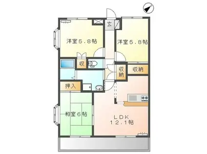 サバーイ・デイ・ビラ(3LDK/2階)の間取り写真