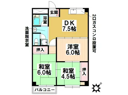 ヤマダイコーポ汐田(3DK/7階)の間取り写真