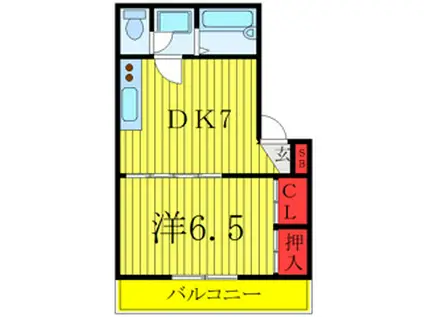 リバーサイド田端(1DK/3階)の間取り写真