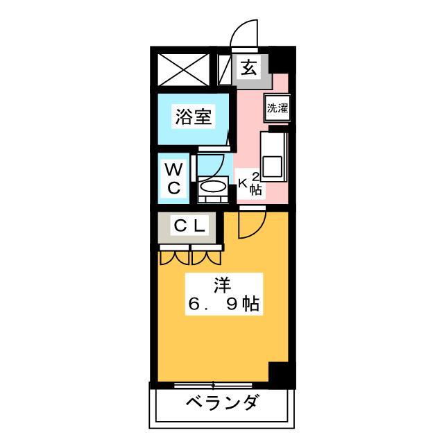 レシェンテVI(1K/2階)の間取り写真
