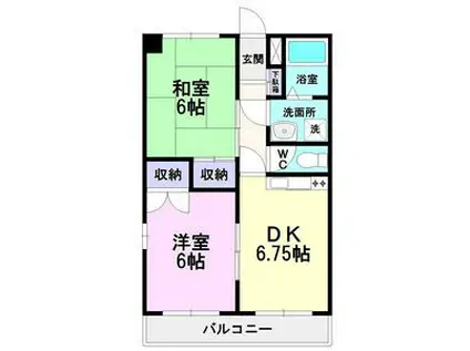 エムズハウス八社(2DK/2階)の間取り写真