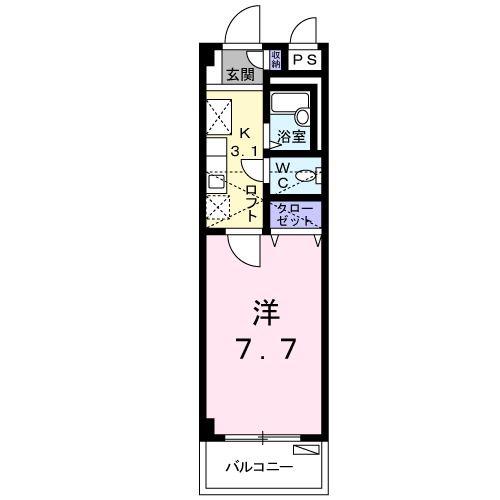 サンハイム(1K/2階)の間取り写真