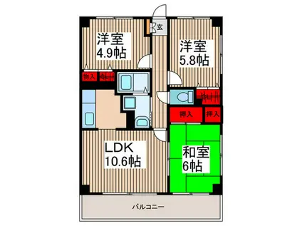ウインズステージ(3LDK/11階)の間取り写真