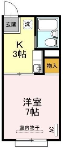 キャッスルハイツ(1K/1階)の間取り写真