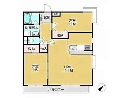 A・ドマーニ(2LDK/3階)の間取り写真