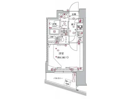 クレイシア大井町(1K/3階)の間取り写真