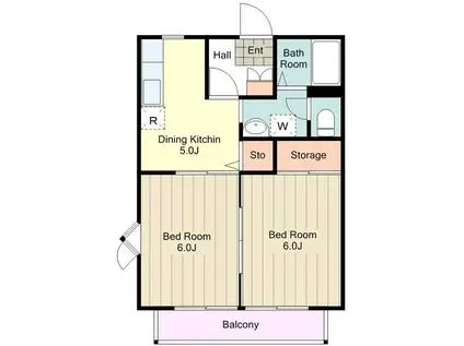 シルクパレス(2DK/2階)の間取り写真