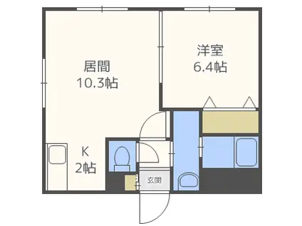 グランディオス月寒東(1LDK/2階)の間取り写真