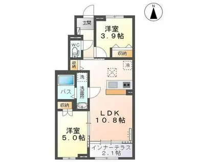 向中野道明アパート(2LDK/1階)の間取り写真