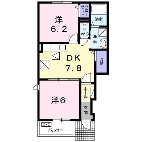 パインフォレスト ソング(2DK/1階)の間取り写真